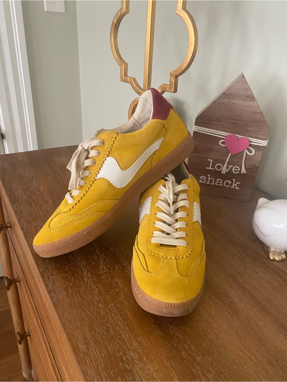 Women’s Dolce Vita Yellow Suede Lace-Up Sneakers